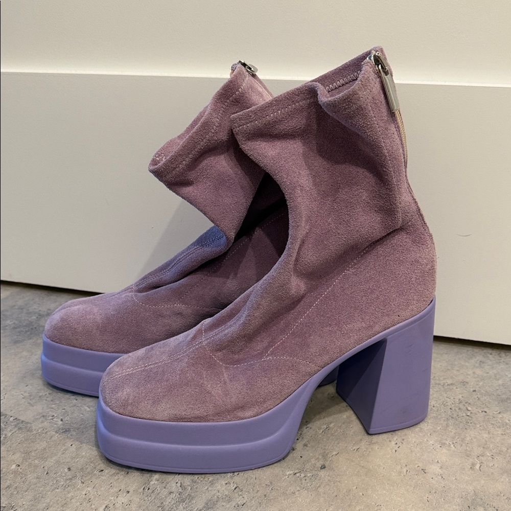 Free People Lavender Suede Heeled Boots